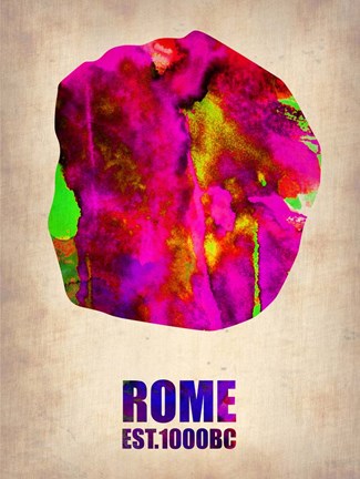 Framed Rome Watercolor Map Print