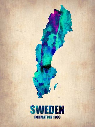 Framed Sweden Watercolor Print