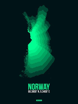 Framed Norway Radiant Map 3 Print