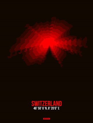 Framed Switzerland Radiant Map 1 Print