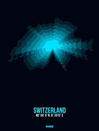 Framed Switzerland Radiant Map 2 Print