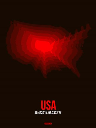Framed USA Radiant Map 2 Print