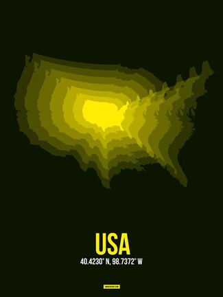Framed USA Radiant Map 3 Print