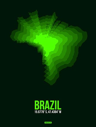 Framed Brazil Radiant Map 2 Print