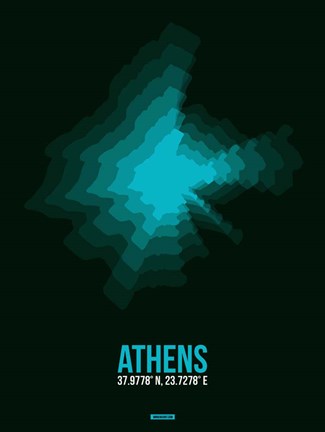 Framed Athens Radiant Map 2 Print