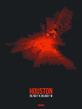 Framed Houston Radiant Map 2 Print