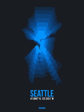Framed Seattle Radiant Map 2 Print