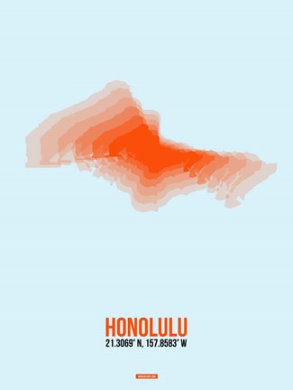 Framed Honolulu Radiant Map 2 Print