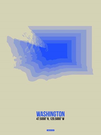 Framed Washington Radiant Map 3 Print