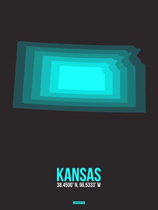 Framed Kansas Radiant Map 5 Print