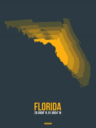 Framed Florida Radiant Map 4 Print