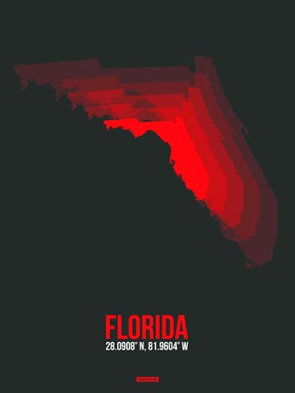 Framed Florida Radiant Map 5 Print