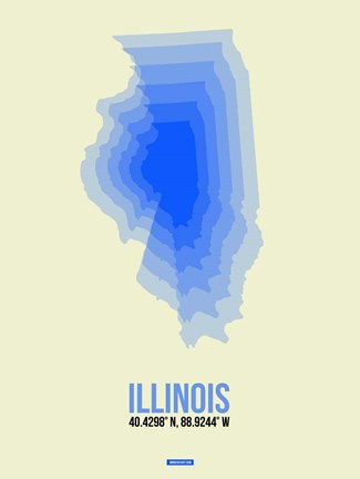 Framed Illinois Radiant Map 1 Print