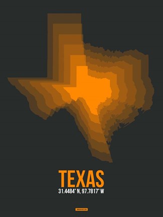 Framed Texas Radiant Map 5 Print