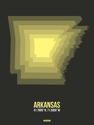 Framed Arkansas Radiant Map 5 Print