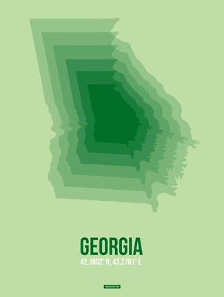 Framed Georgia Radiant Map 3 Print
