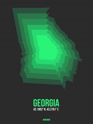 Framed Georgia Radiant Map 4 Print