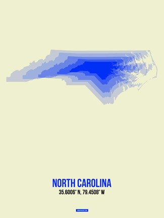 Framed North Carolina Radiant Map 1 Print