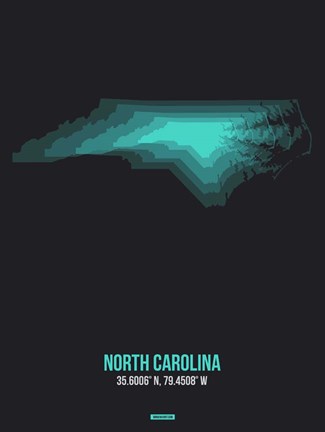 Framed North Carolina Radiant Map 5 Print