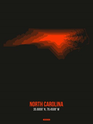Framed North Carolina Radiant Map 6 Print