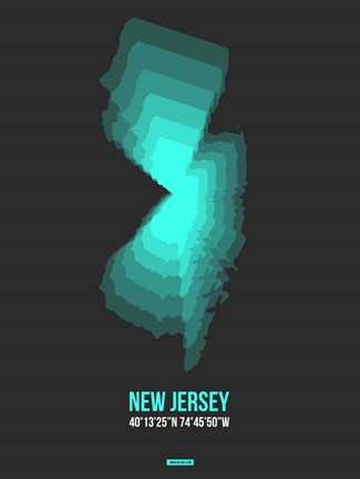 Framed New Jersey Radiant Map 4 Print