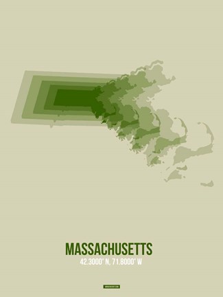 Framed Massachusetts Radiant Map 3 Print