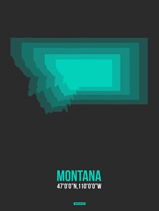 Framed Montana Radiant Map 5 Print