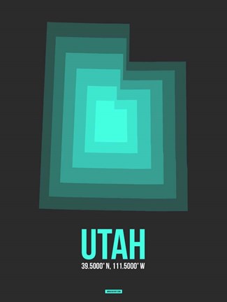 Framed Utah Radiant Map 5 Print