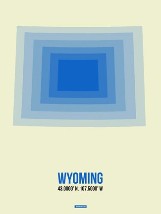 Framed Wyoming Radiant Map 1 Print