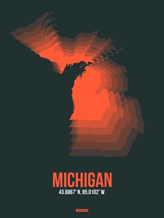 Framed Michigan Radiant Map 5 Print