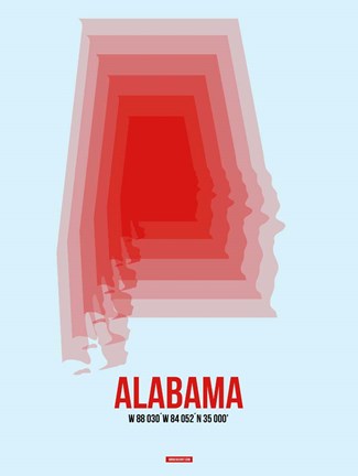 Framed Alabama Radiant Map 2 Print