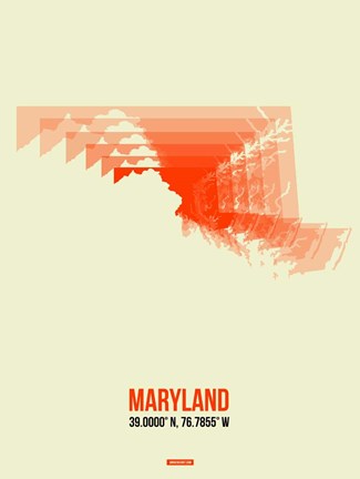 Framed Maryland Radiant Map 3 Print