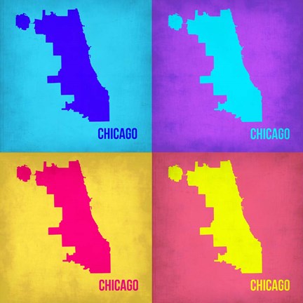 Framed Chicago Pop Art Map 1 Print