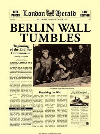 Framed Berlin Wall Tumbles Print