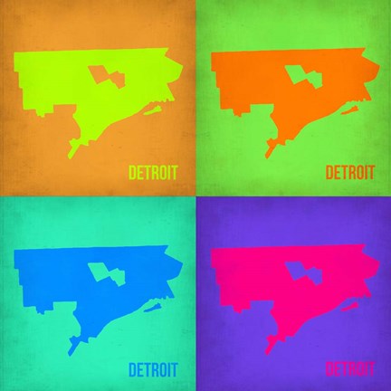 Framed Detroit Pop Art Map 1 Print