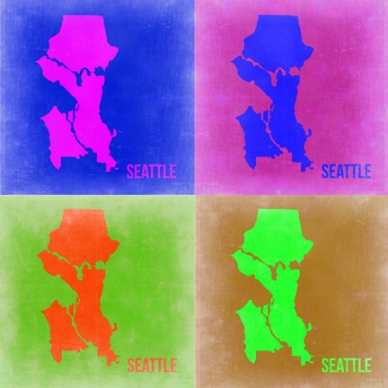 Framed Seattle Pop Art Map 2 Print
