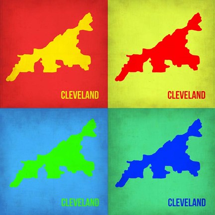 Framed Cleveland Pop Art Map 1 Print