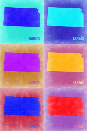 Framed Kansas Pop Art Map 2 Print