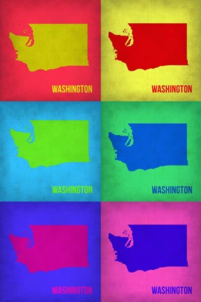 Framed Washington Pop Art Map 1 Print