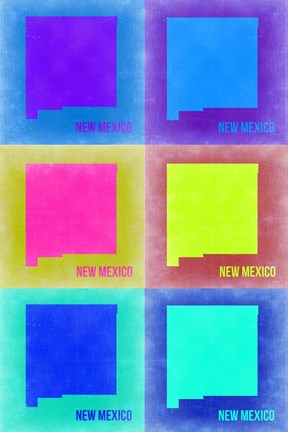 Framed New Mexico Pop Art Map 2 Print