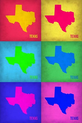 Framed Texas Pop Art Map 1 Print