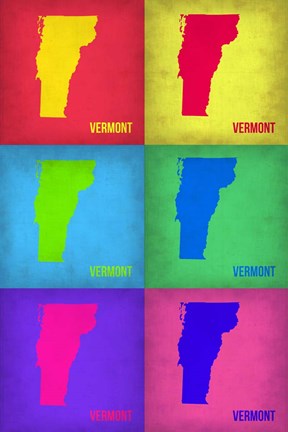 Framed Vermont Pop Art Map 1 Print