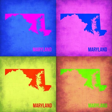 Framed Maryland Pop Art Map 1 Print