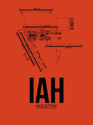 Framed IAH Houston Airport Orange Print