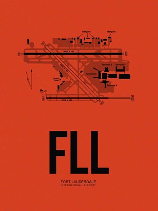 Framed FLL Fort Lauderdale Airport Orange Print