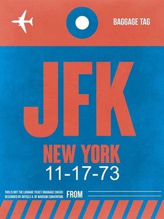 Framed JFK New York Luggage Tag 1 Print