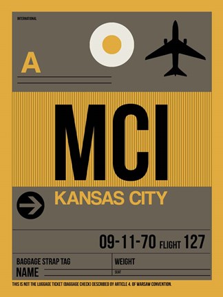 Framed MCI Kansas City Luggage Tag 1 Print