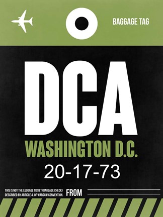 Framed DCA Washington Luggage Tag 2 Print
