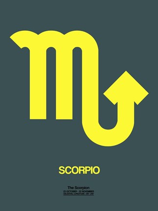 Framed Scorpio Zodiac Sign Yellow Print