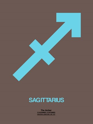 Framed Sagittarius Zodiac Sign Blue Print